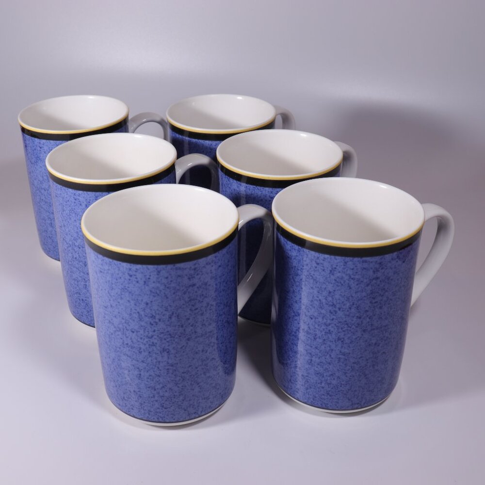 Victoria & Beale Casual Primary Mix 9049 Tall Coffee Mugs Blue Speckled Set of 6
